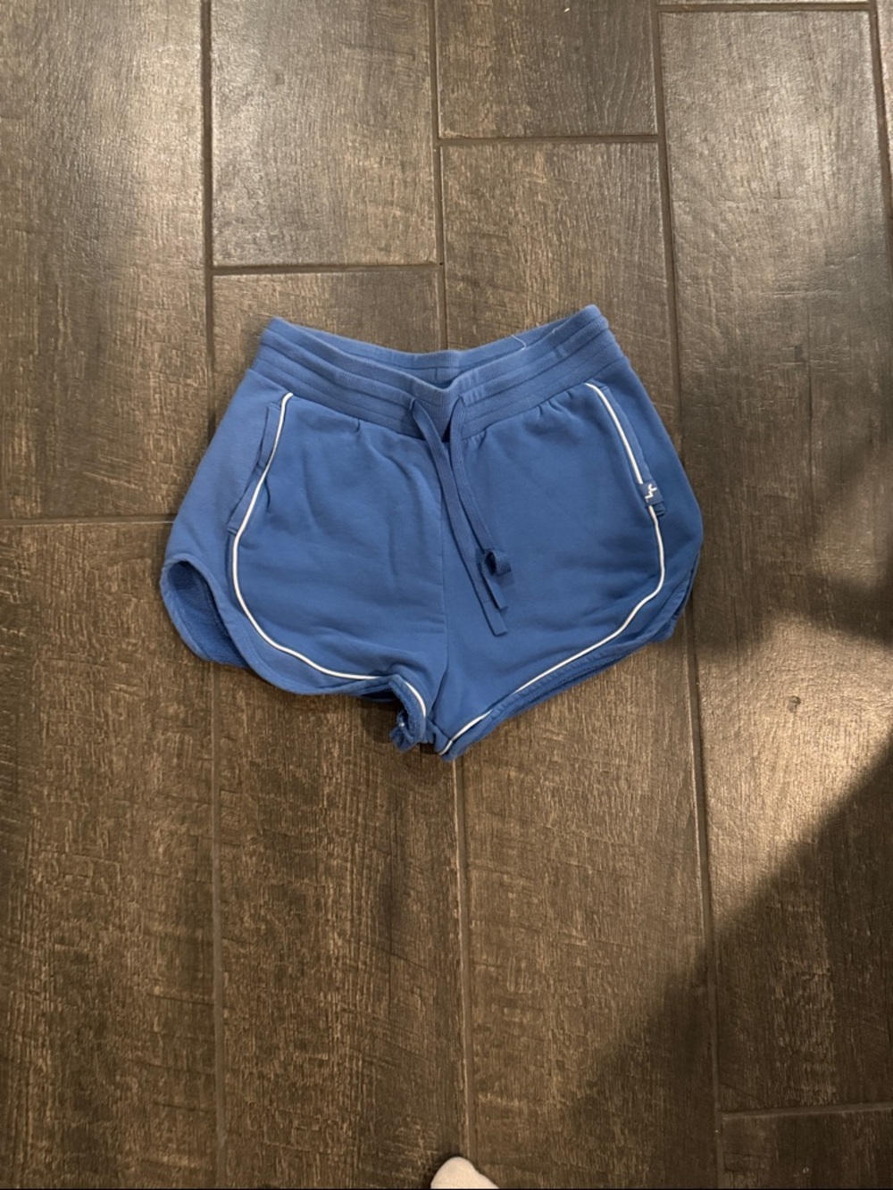 JoyLab Blue Athletic Drawstring Shorts with White Piping
